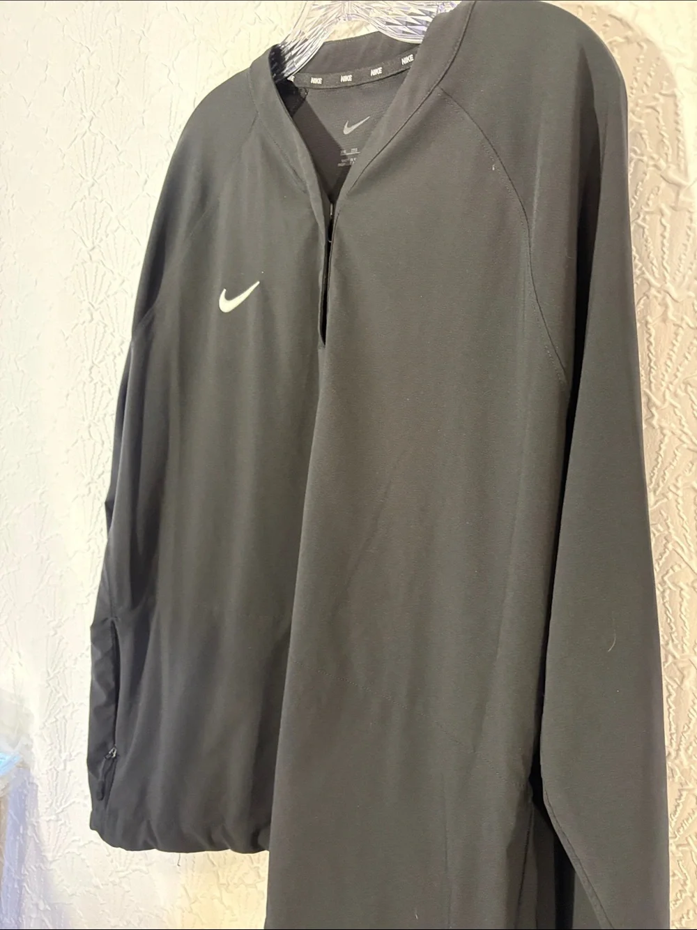 Nike Black Long-Sleeve Crew with White Swoosh